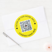 Aangepaste QR-code Rond Geel Waterdicht Bedrijf Ronde Sticker (Envelop)