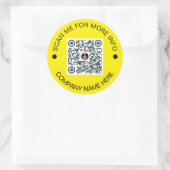 Aangepaste QR-code Rond Geel Waterdicht Bedrijf Ronde Sticker (Tas)