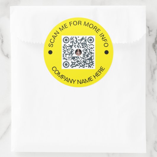 Aangepaste QR-code Rond Geel Waterdicht Bedrijf Ronde Sticker (Tas)