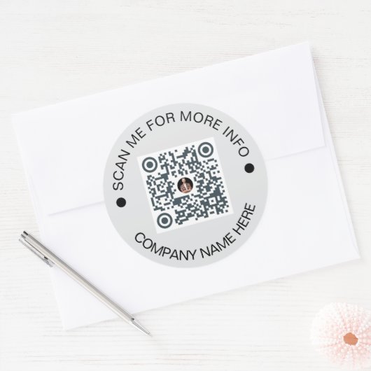 Aangepaste QR-code Rond Grijs Waterdicht Bedrijf Ronde Sticker (Envelop)