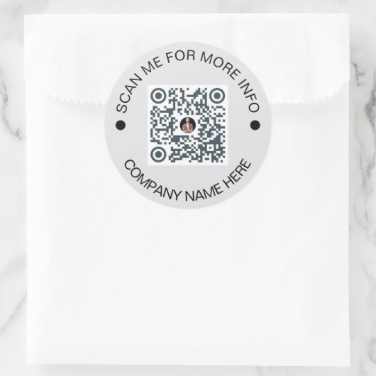 Aangepaste QR-code Rond Grijs Waterdicht Bedrijf Ronde Sticker (Tas)