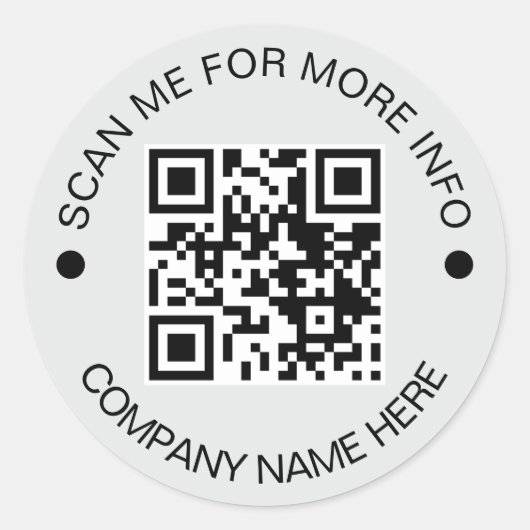 Aangepaste QR-code Rond Grijs Waterdicht Bedrijf Ronde Sticker (Voorkant)