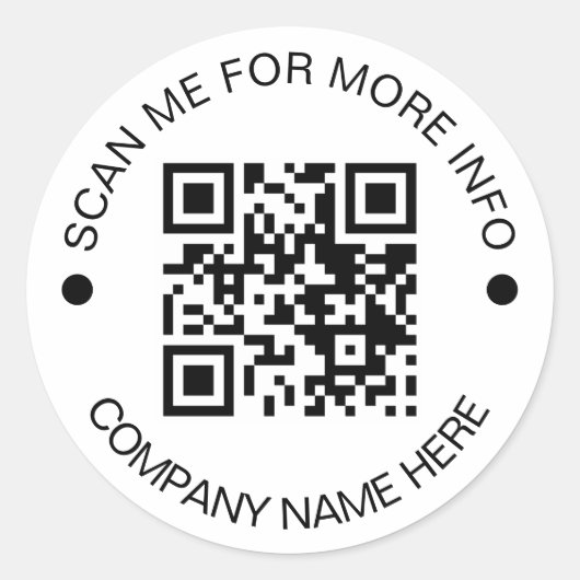 Aangepaste QR-code Rond wit Waterdicht Bedrijf Ronde Sticker (Voorkant)