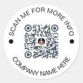 Aangepaste QR-code Rond wit Waterdicht Bedrijf Ronde Sticker (Voorkant)