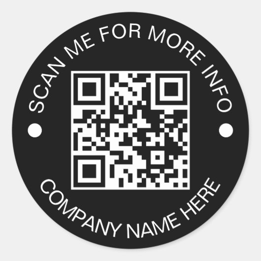 Aangepaste QR-code Rond Zwart Waterdicht Bedrijf Ronde Sticker (Voorkant)