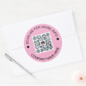 Aangepaste QR-code Ronde Roze Waterdichte Zaken Ronde Sticker (Envelop)