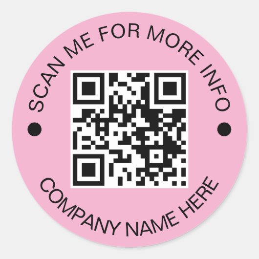 Aangepaste QR-code Ronde Roze Waterdichte Zaken Sticker (Voorkant)