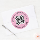 Aangepaste QR-code Ronde Roze Waterdichte Zaken Sticker (Envelop)