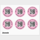 Aangepaste QR-code Ronde Roze Waterdichte Zaken Sticker (Vel)