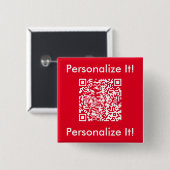 Aangepaste QR-code rood Vierkante Button 5,1 Cm (Voorkant /achterkant)