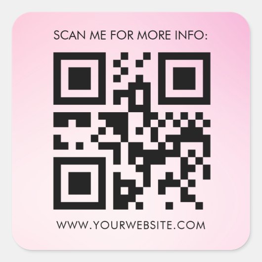 Aangepaste QR Code Roze Gradiënt Bedrijfsbevorderi Vierkante Sticker (Voorkant)