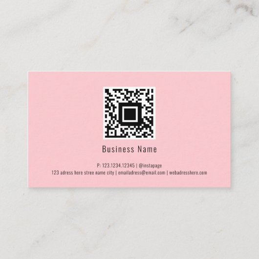Aangepaste QR-code Roze Modern Minimalist Chic Visitekaartje (Achterkant)