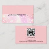 Aangepaste QR-code Roze Modern Minimalistisch Chic Visitekaartje (Voorkant / Achterkant)