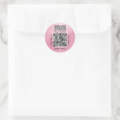 Aangepaste QR-code Roze Zakelijk Logo Branding Ronde Sticker (Tas)