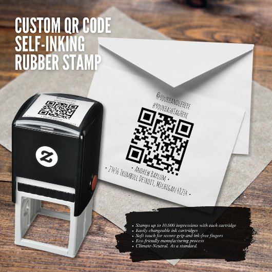 Aangepaste QR-code Rubberstempel Zelfinktende Stempel