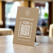 Aangepaste QR-code rustieke ambacht Business Menu Reclamebord Met Voetstuk