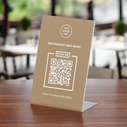 Aangepaste QR-code rustieke ambacht Business Menu Reclamebord Met Voetstuk