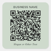 Aangepaste QR-code Salie Groen Vierkante Sticker (Voorkant)