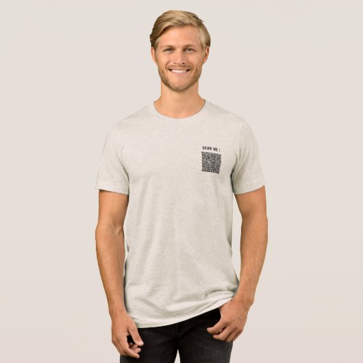Aangepaste QR Code Scan en Aangepaste Tekst Uw Gra Tri-Blend Shirt (Voorkant volledig)