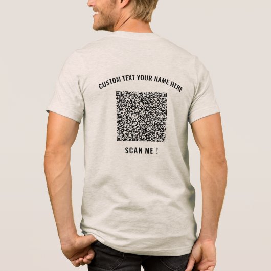 Aangepaste QR Code Scan en Aangepaste Tekst Uw Gra Tri-Blend Shirt (Achterkant)