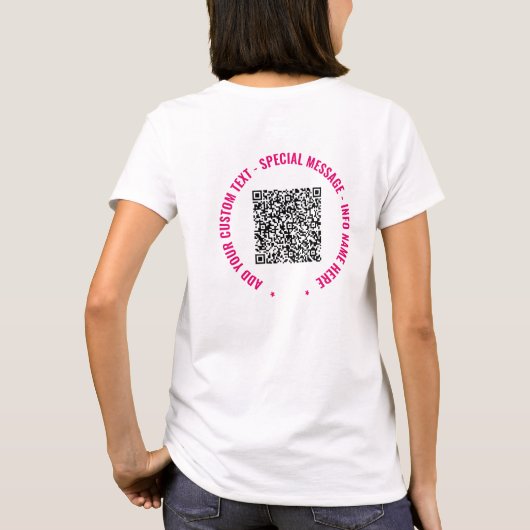 Aangepaste QR Code Scan Info en tekst T-shirt (Achterkant)