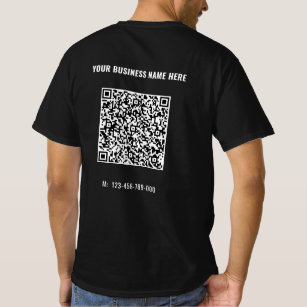 Aangepaste QR Code Scan Info en Tekst Zakelijk T-s T-shirt