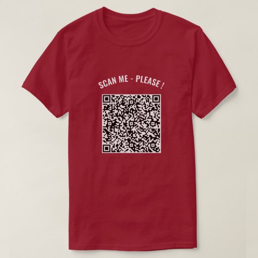 Aangepaste QR Code Scan Info T-shirt gepersonalise (Design voorkant)