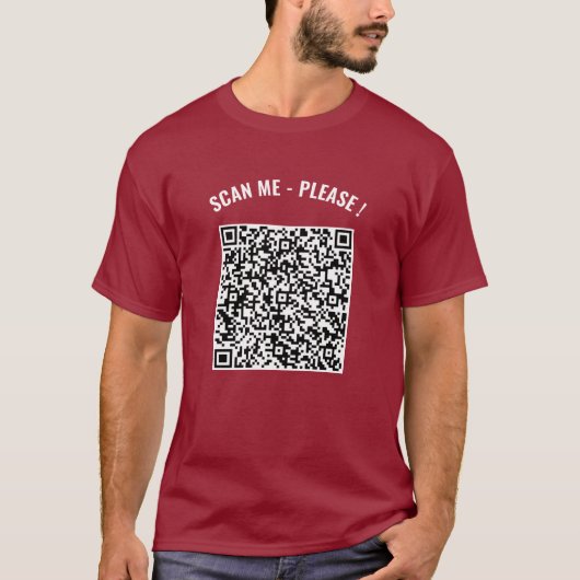 Aangepaste QR Code Scan Info T-shirt gepersonalise (Voorkant)