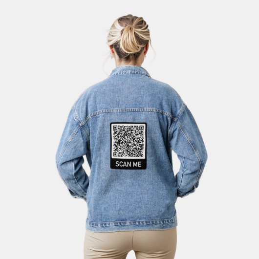 Aangepaste QR-code Scan Info uw grappige denim jas Denim Jacket (Model)