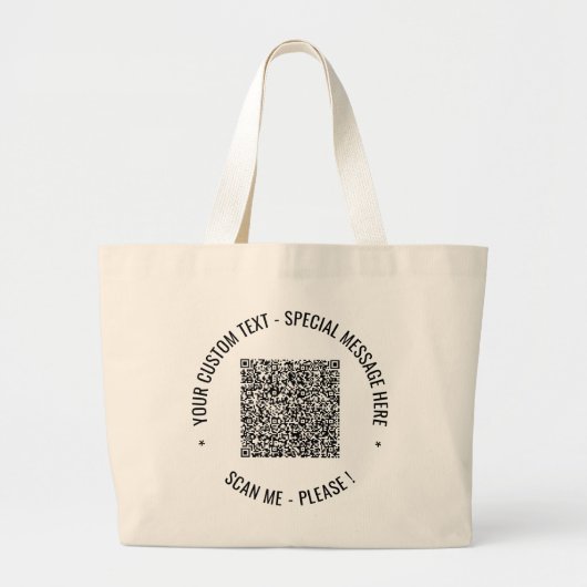 Aangepaste QR-code scan infotekst kleuren tote tas (Voorkant)