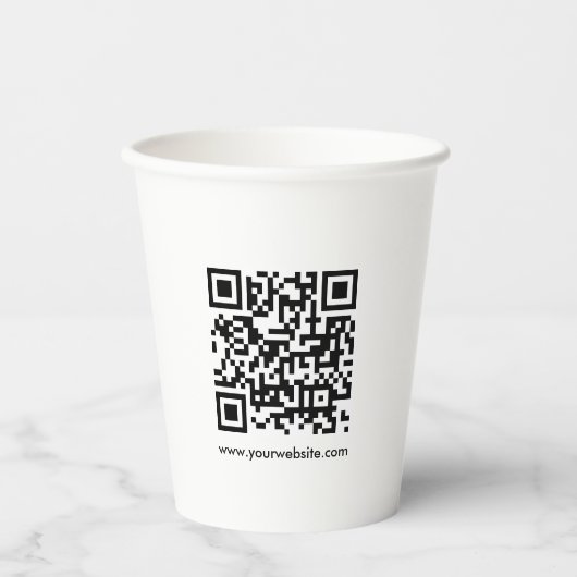 Aangepaste QR-code Scan me Website URL Sjabloon Wi Papieren Bekers (Voorkant)