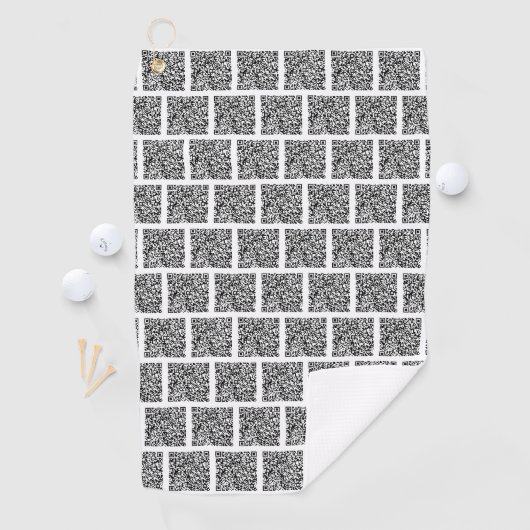 Aangepaste QR-code scaninfo golfhanddoek voorbeeld (Insitu)