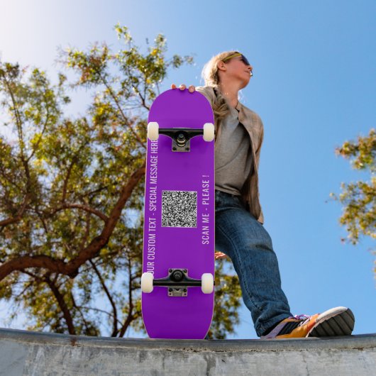 Aangepaste QR-code Scaninfo Tekst en kleurenskateb Persoonlijk Skateboard (Buiten 1)