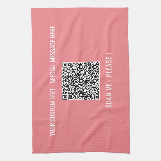 Aangepaste QR Code Scaninformatie Tekst Kleuren ke Theedoek (Verticaal)