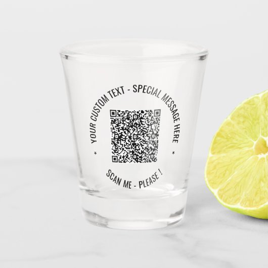 Aangepaste QR Code Scaninformatie Tekst Kleuren Sh Shot Glas (Voorkant)