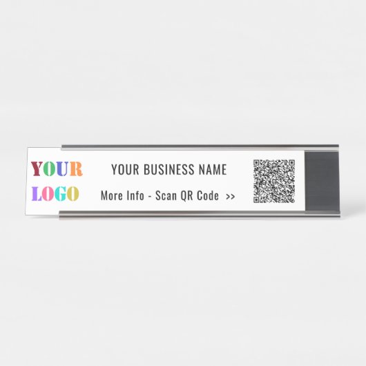 Aangepaste QR-code Scannaam en Logo bedrijf Bureau Naambordje (Voorkant)