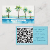 Aangepaste QR Code Scannable Palm Trees Tropical O Visitekaartje (Voorkant / Achterkant)