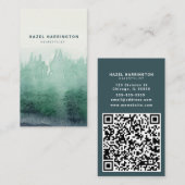 Aangepaste QR Code Scannable Trees Waterverf Verti Visitekaartje (Voorkant / Achterkant)