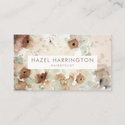 Aangepaste QR Code Scannable Waterverf Floral Boho Visitekaartje (Voorkant)