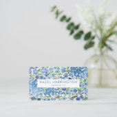 Aangepaste QR-code Scannbare Blauwe Waterverf Bloe Visitekaartje (Staand voorkant)