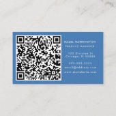 Aangepaste QR-code Scannbare Blauwe Waterverf Bloe Visitekaartje (Achterkant)