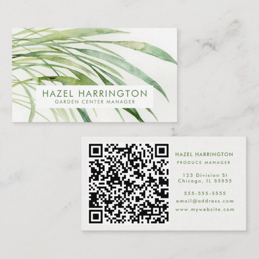 Aangepaste QR-code scannbare Waterverf laat uniek Visitekaartje (Voorkant / Achterkant)