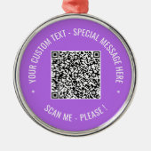 Aangepaste QR Code scannen Info Tekstkleuren Aange Metalen Ornament (Voorkant)