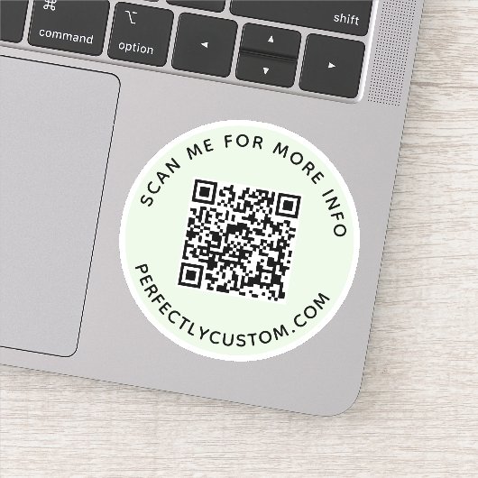 Aangepaste QR-code Scannen me voor meer info-sage Sticker (Detail)