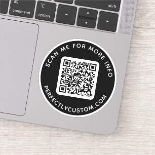 Aangepaste QR-code Scannen me voor meer info zwart Sticker