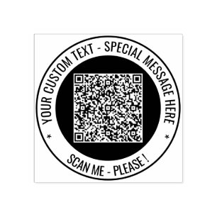 Aangepaste QR-code Scantekst Kleur Ronde Rubber St Rubberstempel