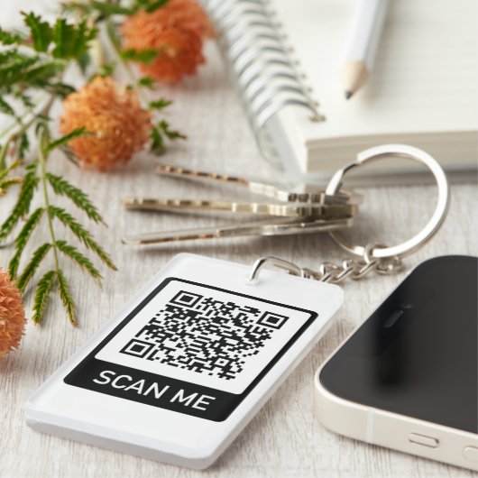 Aangepaste QR-code Sleutelhanger (Voorkant Rechts)