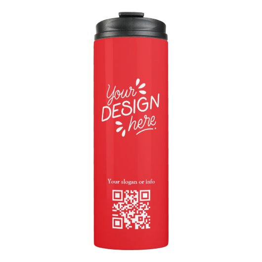 Aangepaste QR-code & Slogan Rood/Wit Tumbler Thermosbeker (Voorkant)