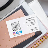 Aangepaste QR-code sociaal online winkelen wit Visitekaartje