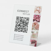 Aangepaste QR-code Social Media-pictogrammen Bakke Reclamebord Met Voetstuk (Voorkant)